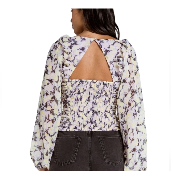 Free People Mabel lilac floral Printed Top sz S - Picture 5 of 10